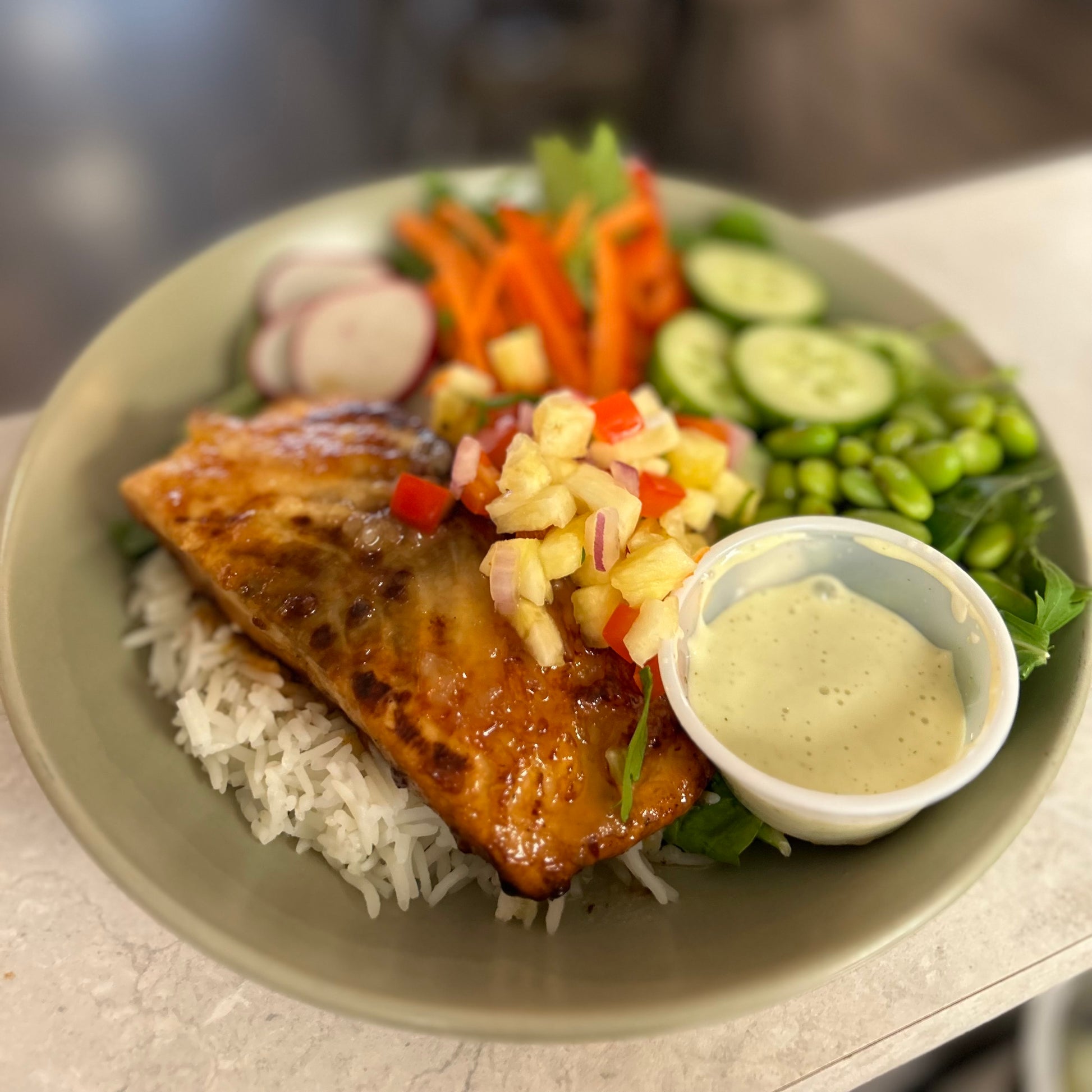 pineapple habanero glaze on salad