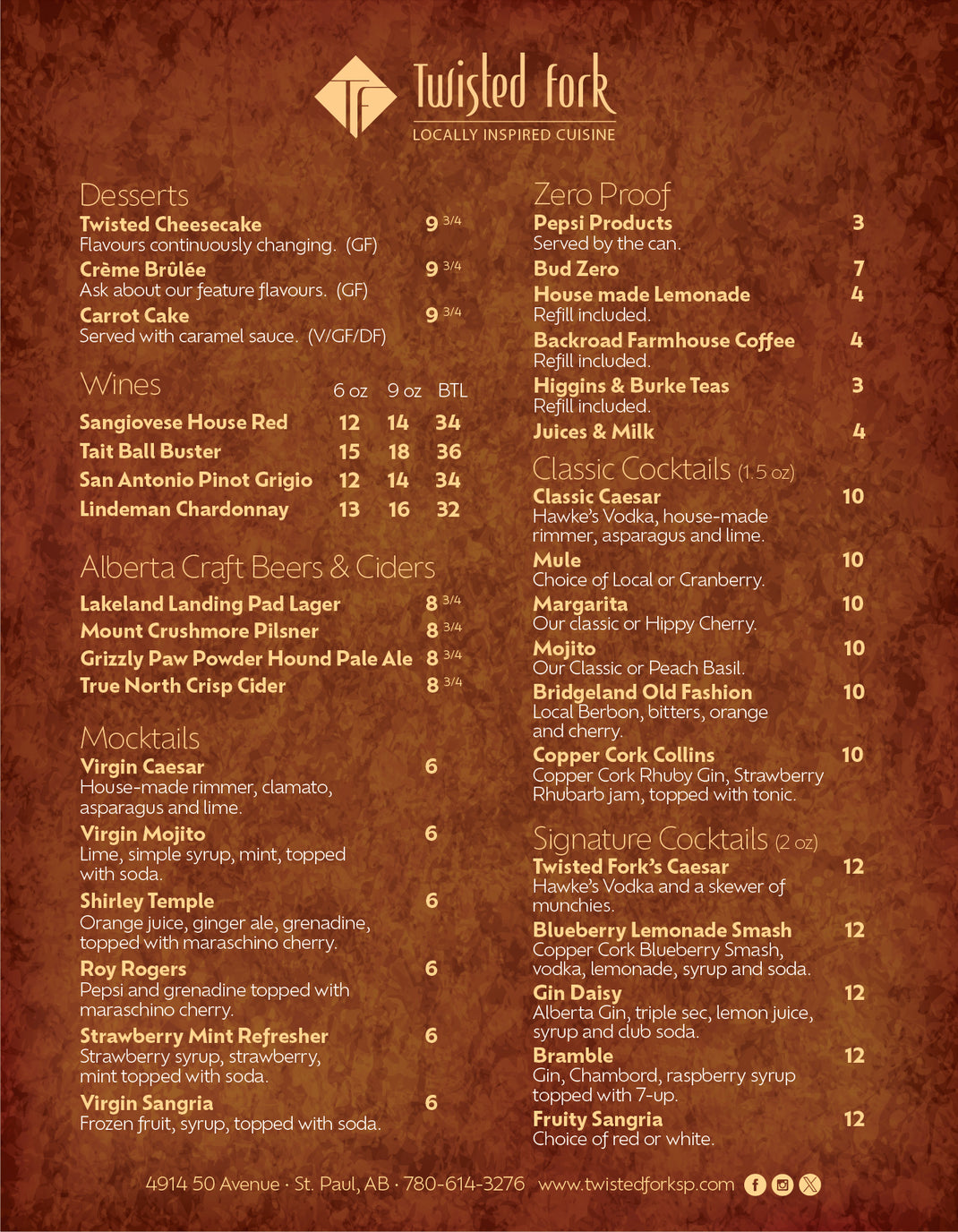 Twisted Fork Restaurant View Our Menu Locally Inspired Cuisine